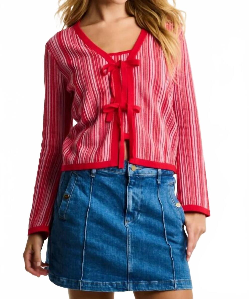 NEW LISA TODD sun kissed cardigan in lipstick combo